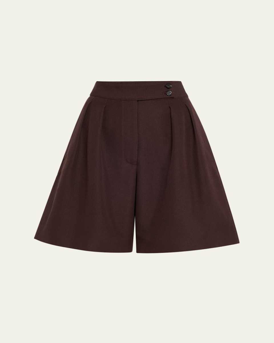 Dorin Pleated Bermuda Silk Shorts